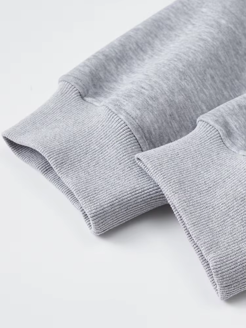 Classic Light Gray Zip - up Hooded Sweatshirt: Minimalist Style, Premium Fleece Lining, Essential for Everyday & Streetwear