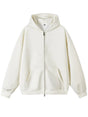 Classic Light Gray Zip - up Hooded Sweatshirt: Minimalist Style, Premium Fleece Lining, Essential for Everyday & Streetwear