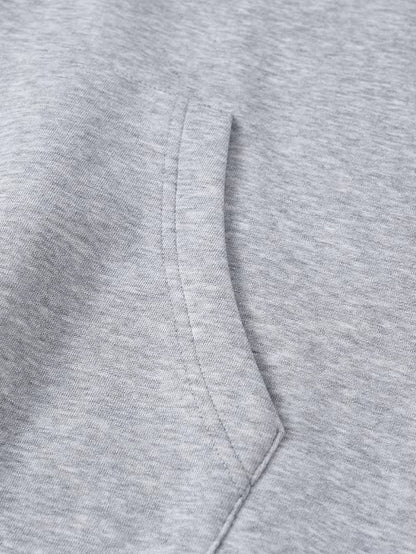 Classic Light Gray Zip - up Hooded Sweatshirt: Minimalist Style, Premium Fleece Lining, Essential for Everyday & Streetwear